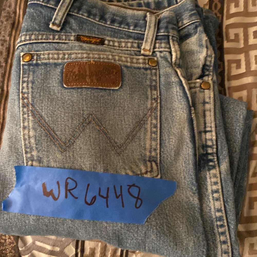 Wrangler Naturally Distressed Vintage Blokecore Denim Jeans 34/32 - Picture 16 of 16